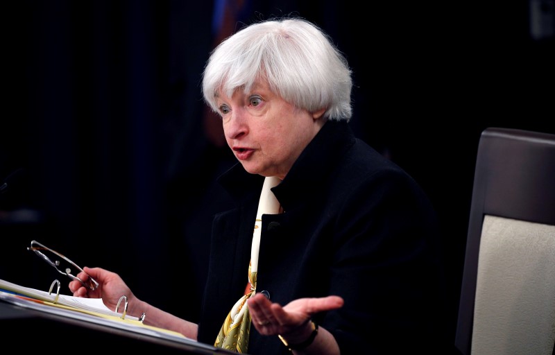 © Reuters. File photo of U.S. Federal Reserve Chair Janet Yellen speaks during a news conference following the Fed’s two-day Federal Open Market Committee (FOMC) policy meeting in Washington