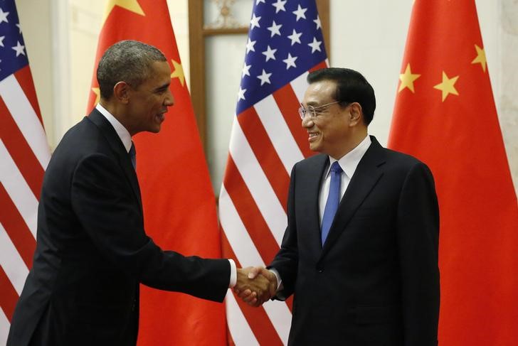 © Reuters. Presidente dos EUA, Barack Obama, e premiê chinês, Li Keqiang