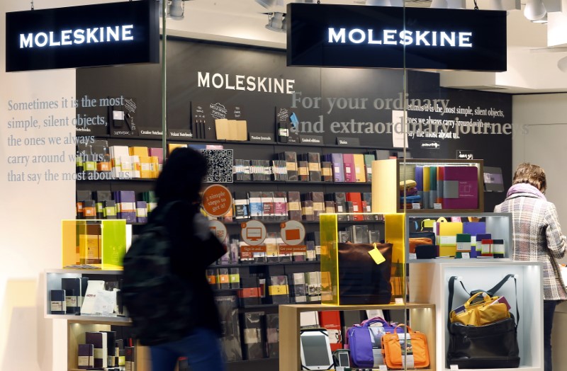© Reuters. A woman walks past a Moleskine store in Milan