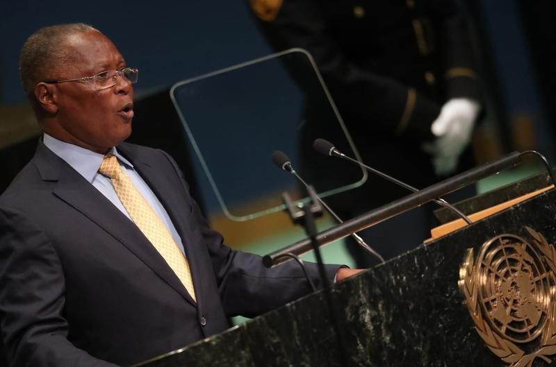 © Reuters. Acting Head of State Jocelerme Privert of Haiti addresses the 71st United Nations General Assembly in New York