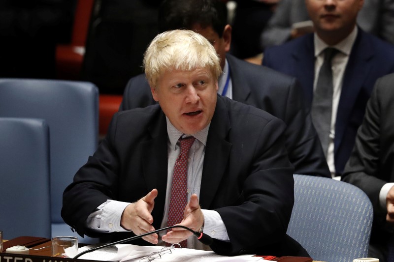 © Reuters. British Foreign Secretary Boris Johnson addresses a meeting of the United Nations Security Council to address the situation in the Middle East during the General Assembly for the 71st session of the U.N. General Assembly at U.N. headquarters in New York