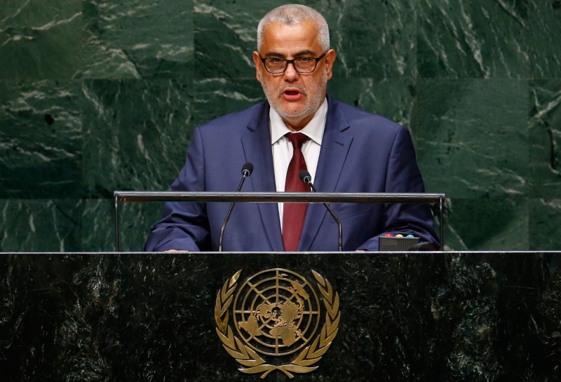 © Reuters. File photo of Abdelilah Benkirane, Prime Minister of the Kingdom of Morocco, addressing the 69th United Nations General Assembly at the U.N. headquarters in New York