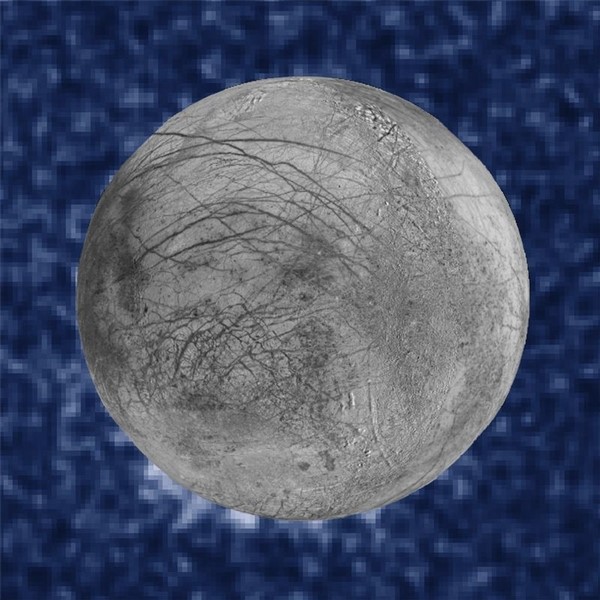 © Reuters. A composite image from NASA's Hubble telescope shows suspected plumes of water vapor on Jupiter's moon Europa