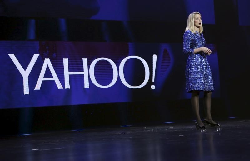 © Reuters. File photo of Yahoo CEO Marissa Mayer delivering her keynote address at the annual Consumer Electronics Show (CES) in Las Vegas