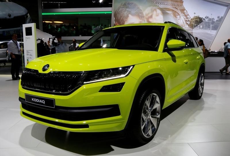 © Reuters. A Skoda Kodiaq SUV is displayed at the Mondial de l'Automobile, Paris auto show, during media day in Paris