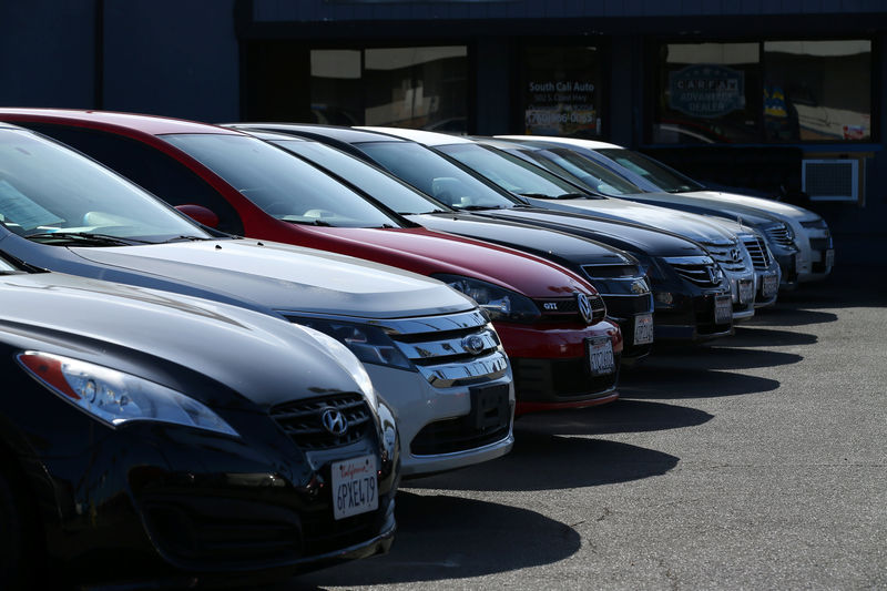 © Reuters. Pre-owned automobiles are shown for sale at a car lot in Oceanside, California