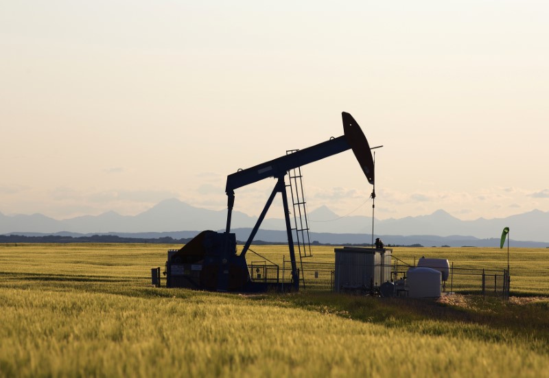 © Reuters. An oil pump jack pumps oil in a field near Calgary