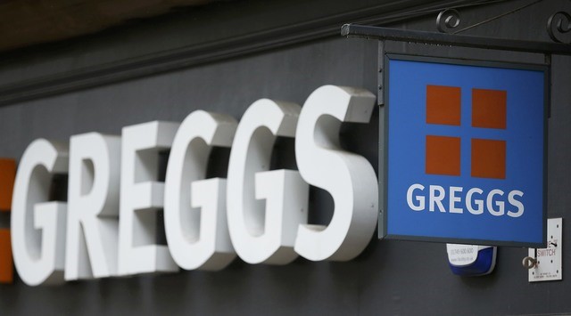 © Reuters. File photo of a sign outside a Greggs bakery in Bradford