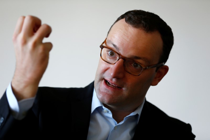 © Reuters. German Deputy Finance Minister Jens Spahn speaks during an interview with Reuters in Berlin