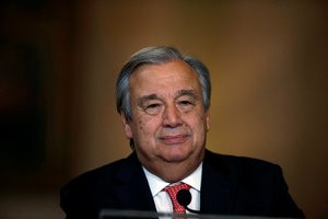 © Reuters. Nominated U.N. Secretary-General Antonio Guterres attends a news conference at Necessidades Palace in Lisbon