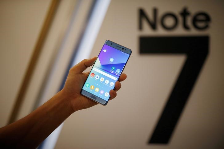 © Reuters. Galaxy Note 7 em sua cerimônia de lançamento em Seul, Coreia do Sul