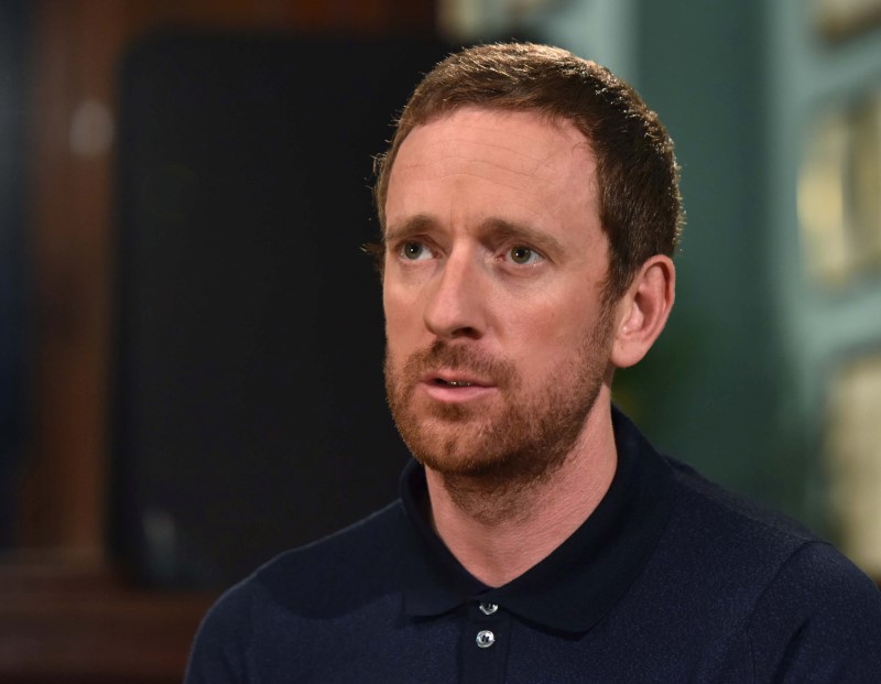 © Reuters. Cyclist Bradley Wiggins speaks on the BBC's Andrew Marr Show in this undated photograph received via the BBC in London