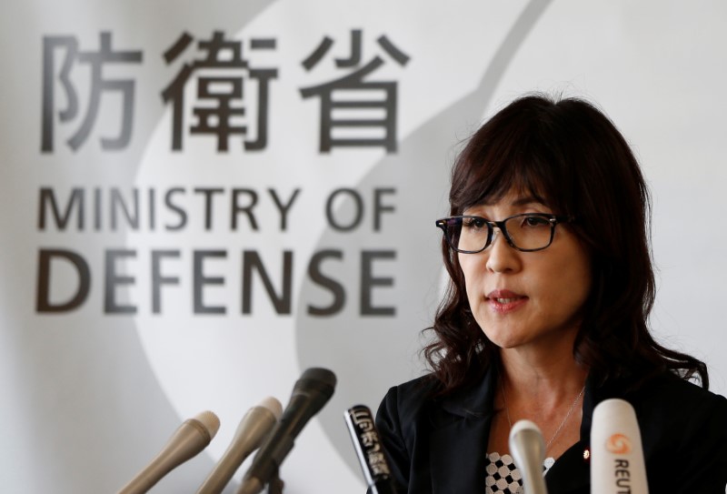 © Reuters. Japan's Defense Minister Tomomi Inada speaks during a news conference after National Security Council (NSC) meeting in Tokyo