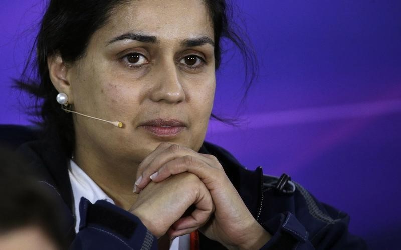 © Reuters. Sauber Formula One team principal Monisha Kaltenborn attends a news conference after the second practice session of the Australian F1 Grand Prix at the Albert Park circuit in Melbourne