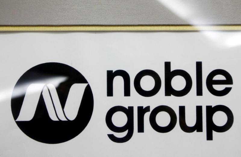 © Reuters. A Noble Group sign is pictured at a meet-the-investors event in Singapore