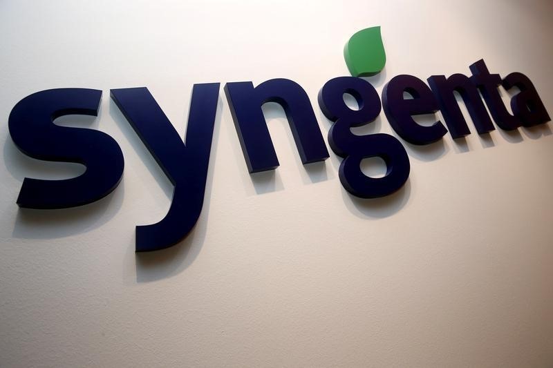 © Reuters. A Syngenta logo is pictured in their office in Singapore