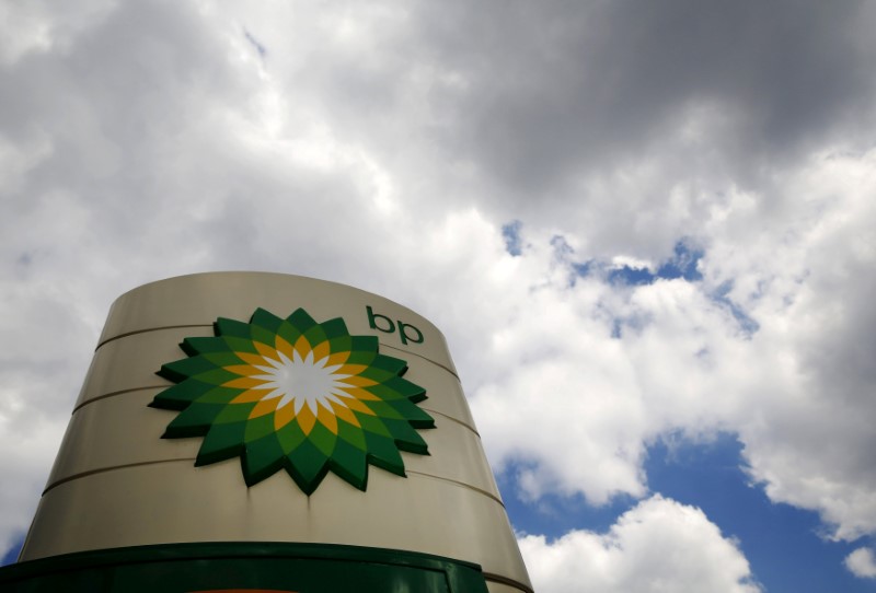 © Reuters. Signage for a BP petrol station in London