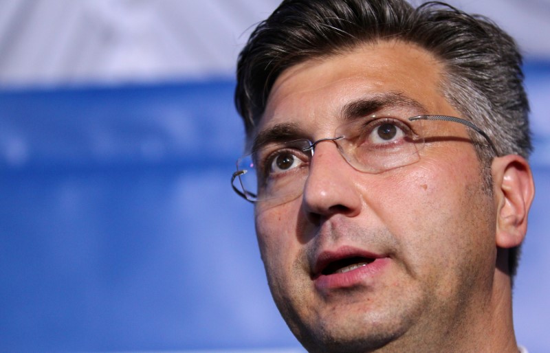 © Reuters. File picture of Andrej Plenkovic, president of the Croatian Democratic Union (HDZ), in Zagreb