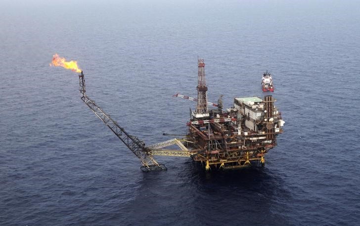 © Reuters. The Bouri oilfield, Libya's biggest offshore field, is seen