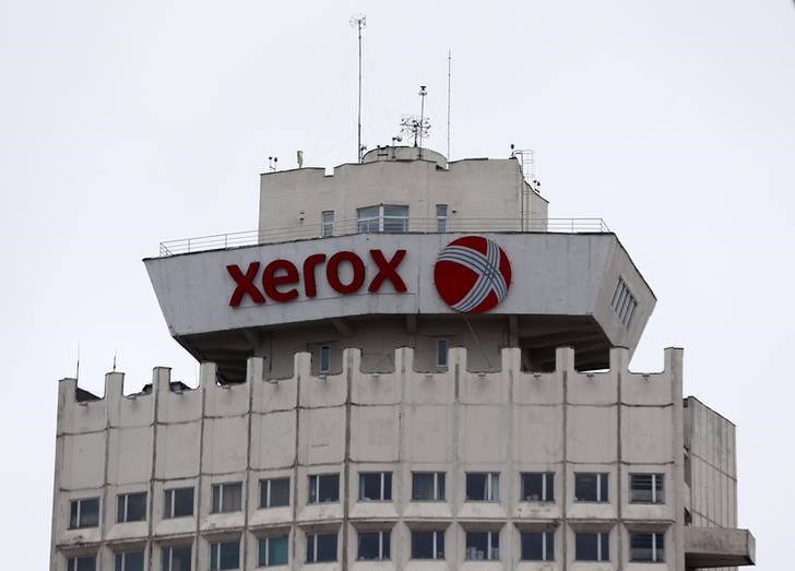 © Reuters. Logo of Xerox company is seen on building in Minsk