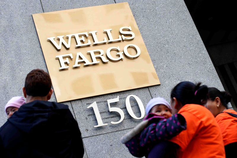 © Reuters. Protestors gather outside the Wells Fargo & Co corporate campus in New York