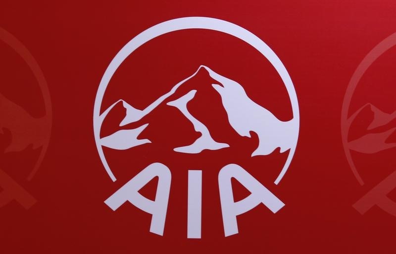 © Reuters. A logo of AIA is seen during the company's global offering road show in Hong Kong