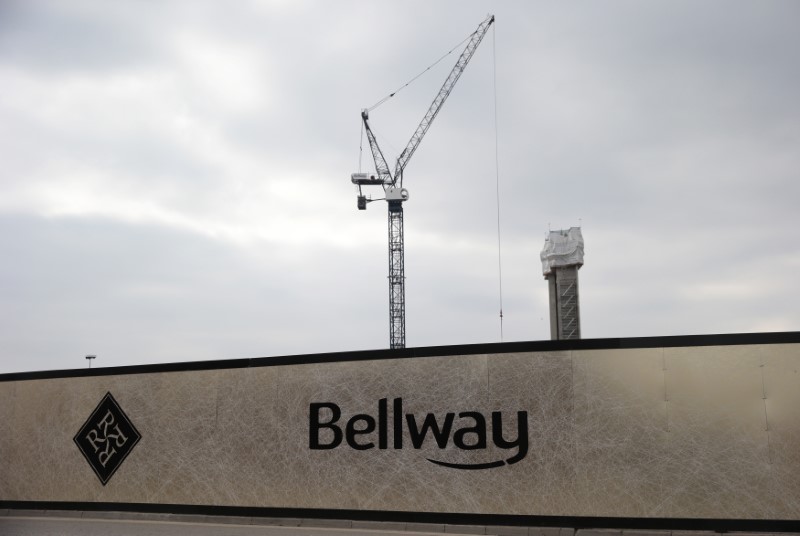© Reuters. A crane is seen at a Bellway housing development in London