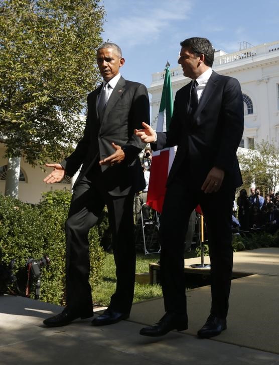 © Reuters. أوباما ورئيس وزراء إيطاليا يبحثان السياسة والاقتصاد