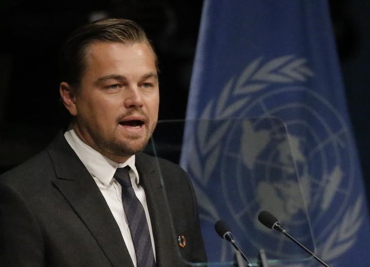 © Reuters. Ator DiCaprio faz discurso na sede da ONU