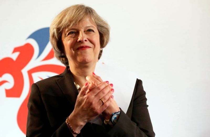 © Reuters. Britain's Prime Minister Theresa May speaks at an event attended by members of Britain's Olympic and Paralympic teams at Manchester's town hall