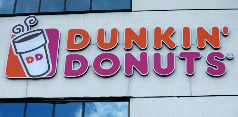 © Reuters. Logo of Dunkin' Donuts is on display in Tbilisi