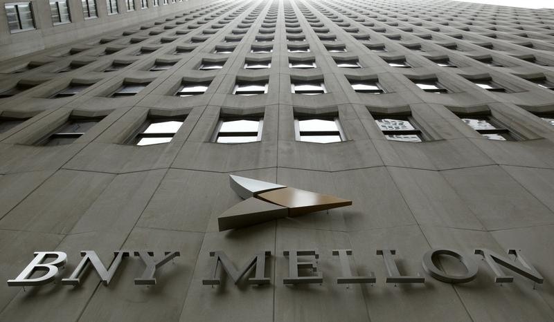 © Reuters. A BNY Mellon sign is seen on their headquarters in New York's financial district