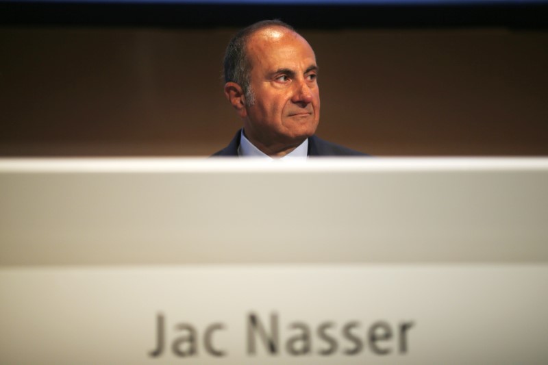 © Reuters. BHP Chairman Jac Nasser sits before the company's Australian annual general meeting in Sydney
