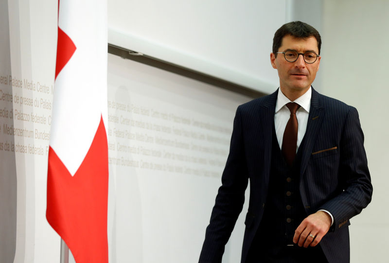 © Reuters. Swiss State Secretary Gasser attends a news conference in Bern