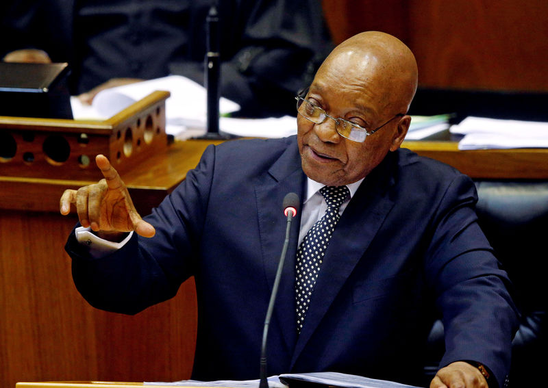 © Reuters. President Zuma speaks during his question and answer session in Parliament in Cape Town