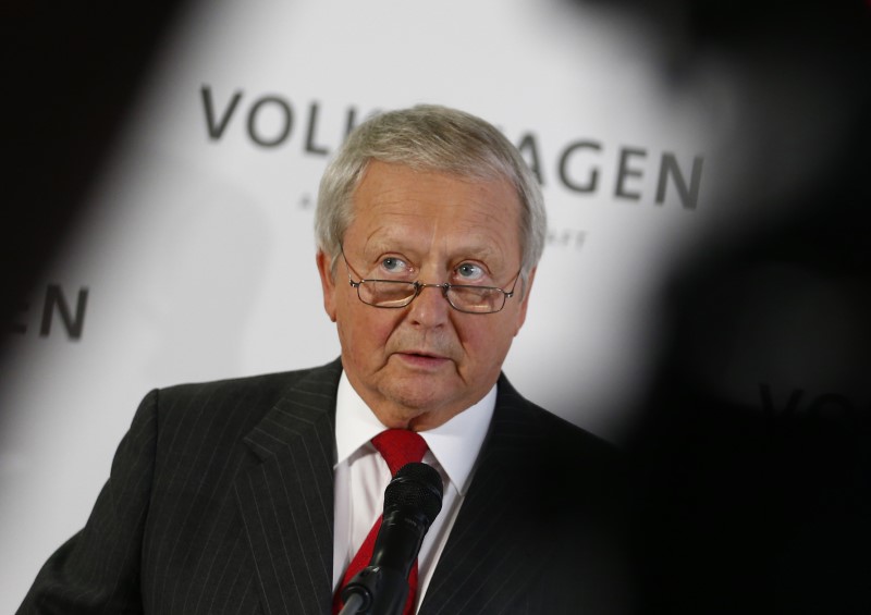 © Reuters. Porsche member of Volkswagen Supervisory board addresses news conference at headquarters in Wolfburg