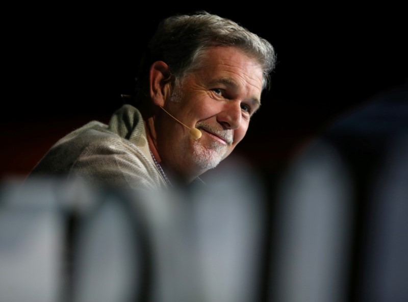 © Reuters. Reed Hastings, co-founder and CEO of Netflix, speaks during the opening night of the WSJD Live conference in Laguna Beach, California