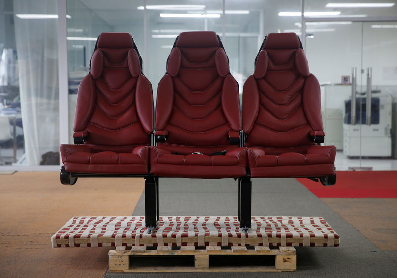 © Reuters. A view of Airgo's 3D printed prototype of their Orion long-haul aircraft seats at their manufacturing facility in Singapore