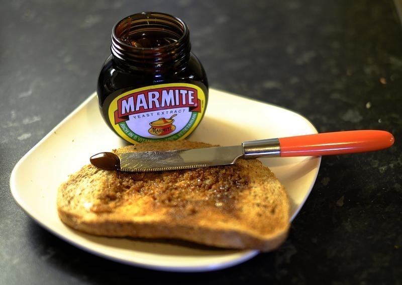 © Reuters. Toast with Marmite sits on a kitchen counter in Manchester