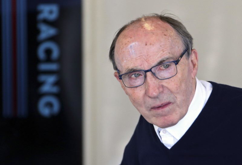 © Reuters. Williams Formula One team founder Frank Williams looks on during the first practice session for the British Grand Prix at the Silverstone Race circuit