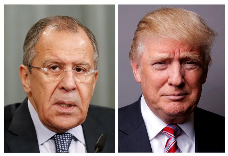 © Reuters. Montagem de fotos do ministro de Relações Exteriores da Rússia, Sergei Lavrov, e do presidente dos Estados Unidos, Donald Trump