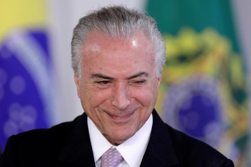 © Reuters. O presidente do Brasil, Michel Temer, durante cerimônia no Palácio do Planalto, em Brasília