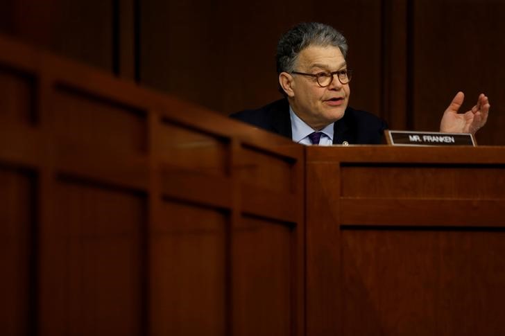 © Reuters. FILE PHOTO - Franken questions Gorsuch during the third day of his Senate Judiciary Committee confirmation hearing on Capitol Hill in Washington