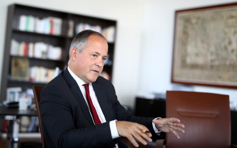 © Reuters. Benoit Coeure, board member of the European Central Bank (ECB), is photographed during an interview with Reuters journalists at the ECB headquarters in Frankfurt