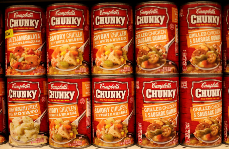 © Reuters. FILE PHOTO: Cans of Campbell's brand Chunky soups are seen at the Safeway store in Wheaton Maryland