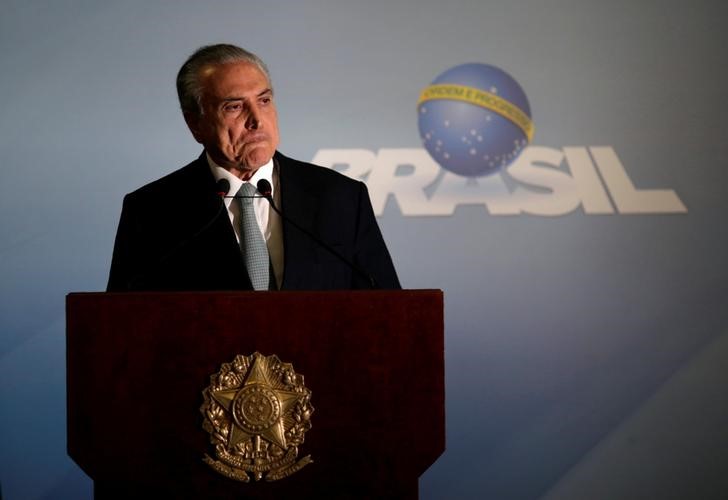 © Reuters. Temer faz declaração no Palácio do Planalto