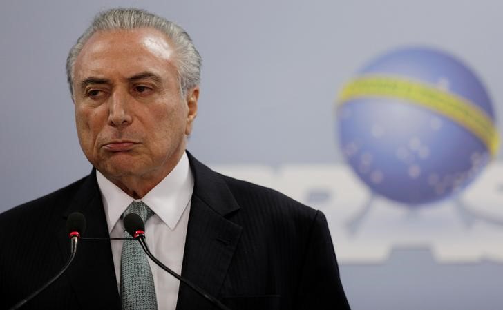 © Reuters. Presidente Michel Temer faz pronunciamento no Palácio do Planalto, em Brasília