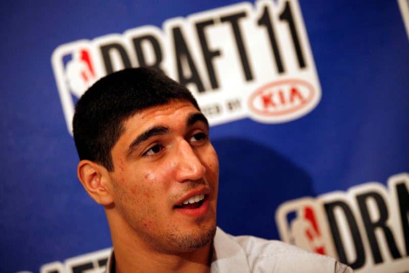 © Reuters. Enes Kanter of Turkey speaks to reporters at a media availability session ahead of the 2011 NBA Draft in New York