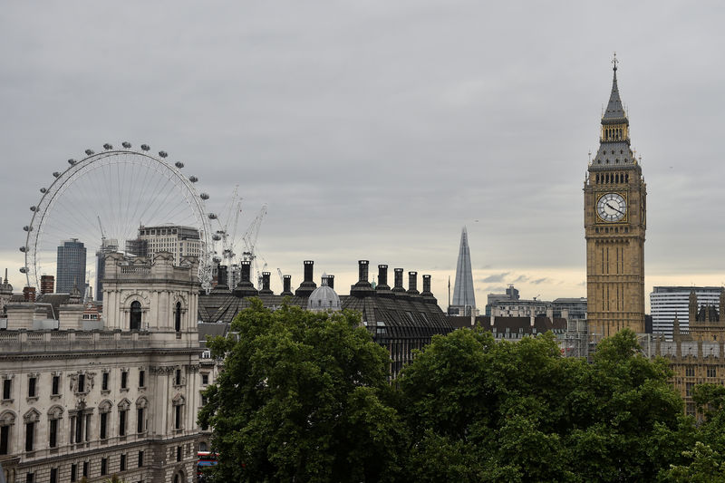 © Reuters. FILE PHOTO: The Houses of Parliament and the London Eye are seen from the Queen Elizabeth II Conference Centre, in central London