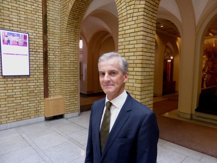 © Reuters. Leader of the Norway's opposition Labour party Jonas Gahr Stoere poses for a picture in parliament in Oslo